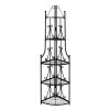 Étagère d'angle en fer forgé noir style ferrures à 5 niveaux pour plantes ou décoration.