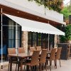 Auvent rétractable autoportant crème, toile polyester robuste, cadre acier pour terrasse,400x150cm.