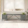 Banc jardinière extérieur en acacia massif gris 150 cm, avec jardinières intégrées.