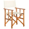 Chaise de metteur en scène pliable en bois d'acacia et tissu crème.