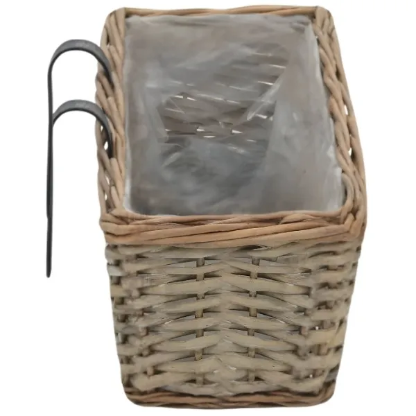Jardinières de balcon avec crochet – osier tressé gris – lot de 2 - 60x18x13 cm – Image 3