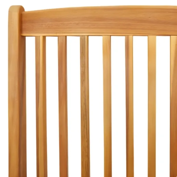 Lot de 2 chaises pliantes de balcon en bois d’acacia avec accoudoirs et coussin – crème – Image 9