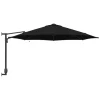 Parasol mural noir 248 cm LED, bras déporté aluminium.