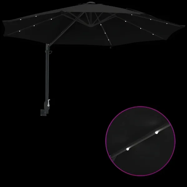 Parasol mural avec LED – noir – ⌀ 248 cm – Image 7