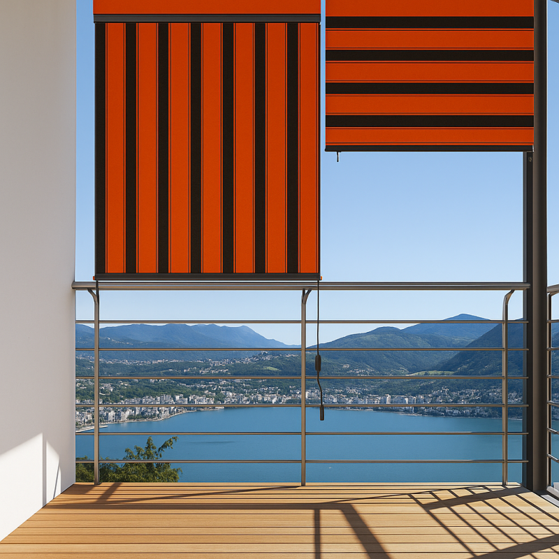 Store roulant extérieur orange et marron, bouclier soleil et intimité pour terrasse,100x250cm.