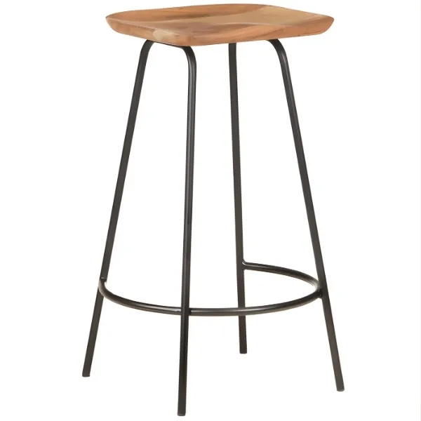 Tabouret de bar extérieur en bois d'acacia massif - Lot de 2 - 74 cm – Image 7