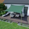 Voile d'ombrage carré vert PEHD 2,5x2,5m avec anneaux de fixation.