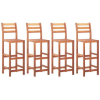 Lot de 4 chaises tabourets de bar acacia massif naturel, dossier lattes, repose-pieds.