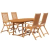 Ensemble table ovale et 4 chaises avec accoudoirs de jardin en acacia massif marron.