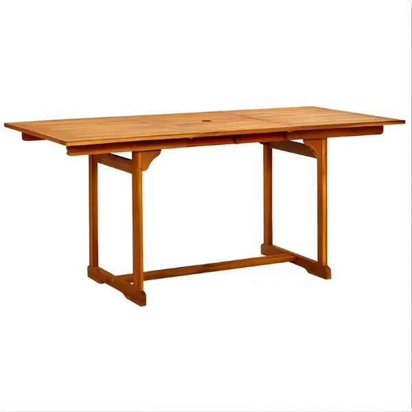 Ensemble table de balcon rectangulaire + 4 chaises avec accoudoirs en acacia massif - 120 à 170 cm – Image 3
