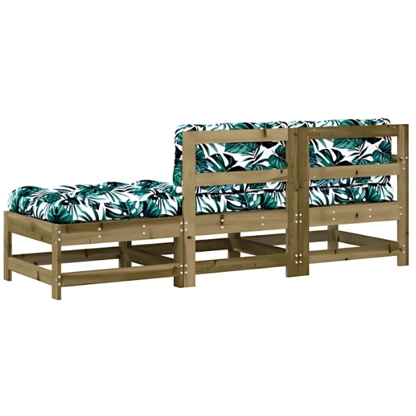 Banc de balcon avec coussins imprimé - Pin imprégné - 3 places – Image 3