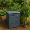 Composteur de balcon 520L gris anthracite en plastique robuste texturé bois.