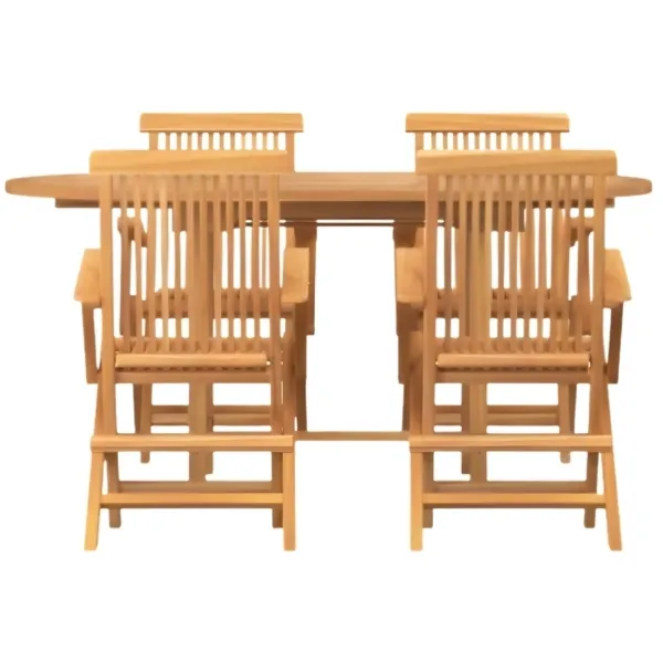 Ensemble table de balcon + 4 chaises avec accoudoirs en teck massif – Image 3