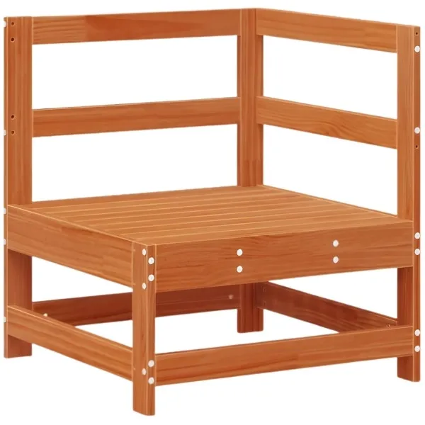 Fauteuil d'angle de balcon avec coussins taupe - Pin marron – Image 5