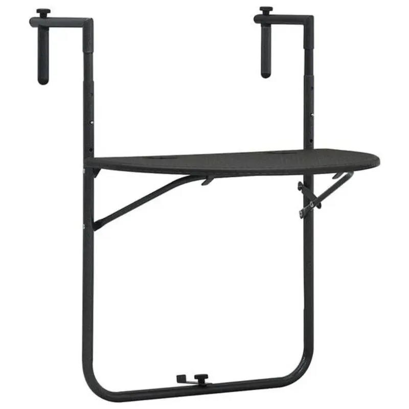 Alternative view of Table de balcon suspendue et pliable marron – Effet rotin tressé