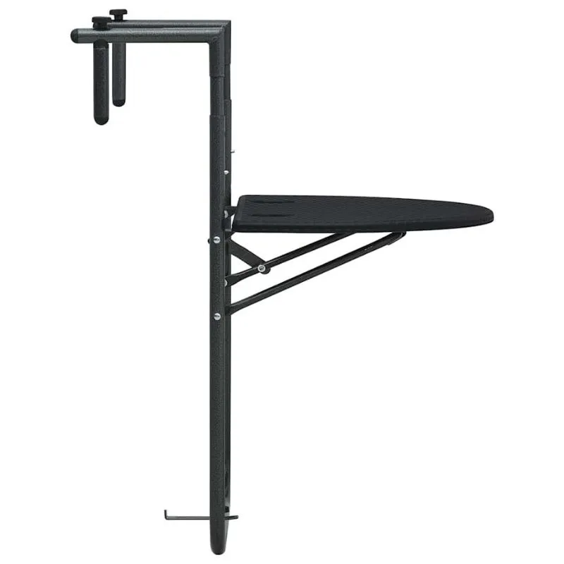 Table de balcon suspendue et pliable noire – Effet rotin tressé – Image 4