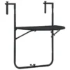 Table de balcon suspendue pliable noire effet rotin tressé.