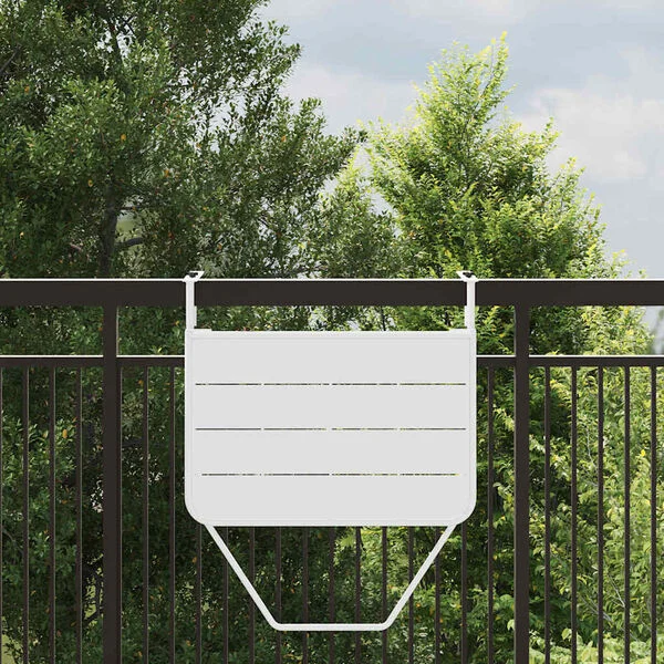 Alternative view of Table de balcon suspendue en acier - blanche - 60 x 39 x 65 cm