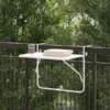Pliable. Table de balcon suspendue blanche en acier à lattes 60x39cm.