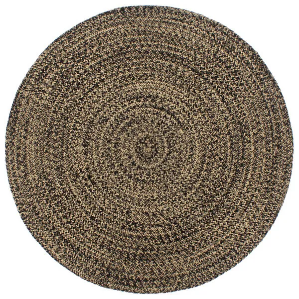 Tapis d'extérieur noir et marron en jute ⌀ 120cm.