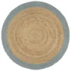 Tapis d'extérieur en jute naturel et vert olive, fait main, ⌀ 210cm .