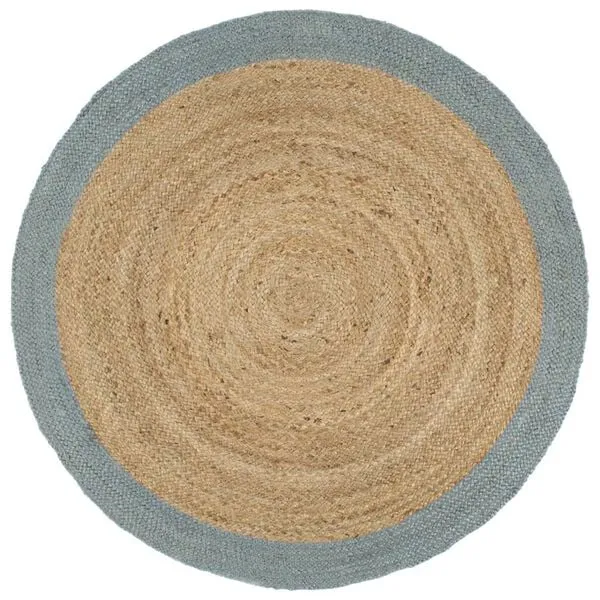 Tapis d'extérieur en jute naturel et vert olive, fait main, ⌀ 210cm .