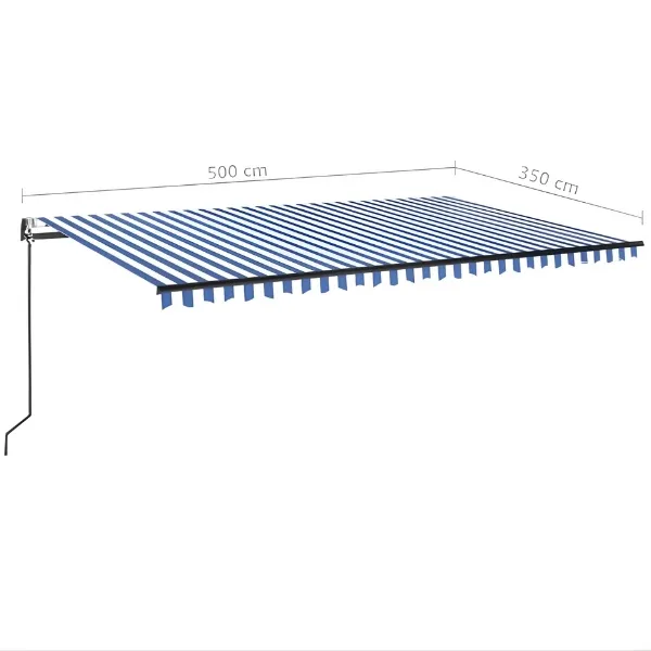 Auvent automatique rétractable bleu et blanc – 500x350 cm – protection solaire – Image 10