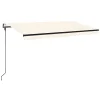 Auvent motorisé crème, cadre anthracite, volant festonné, protection terrasse,450x300 cm
