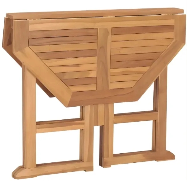 Alternative view of Table de balcon rabattable octogonale en bois de teck - Ø90x75 cm