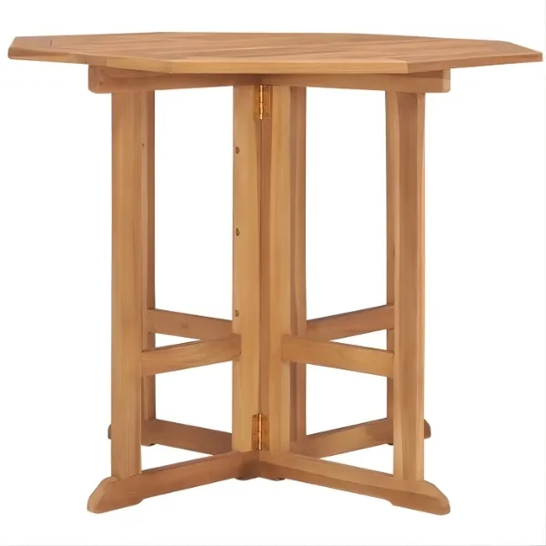 Table de balcon rabattable octogonale en bois de teck - Ø90x75 cm – Image 6