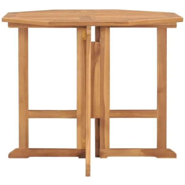 Table de balcon rabattable octogonale en bois de teck - Ø90x75 cm – Image 3
