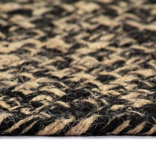 Tapis d'extérieur de balcon rond en jute noir et marron- ⌀120 cm – Image 4
