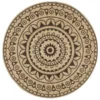 Tapis d'extérieur en jute imprimé marron rond, fait main diamètre de 120cm .