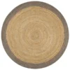 Tapis d'extérieur en jute rond avec bord gris diamètre de 120cm .