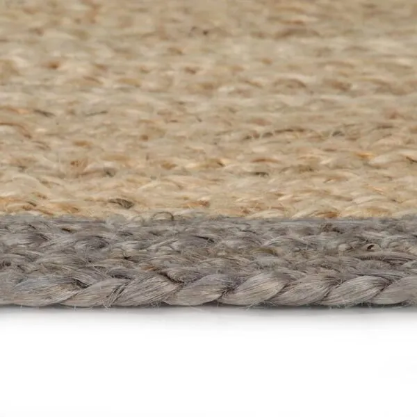 Tapis d’extérieur de balcon en jute naturel et gris - ⌀120 cm – Image 5