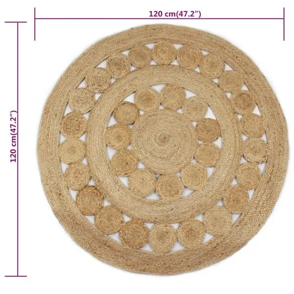 Tapis d'extérieur en jute design mandala - ⌀ 120 cm – Image 6