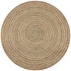 Tapis rond en jute naturel et blanc, artisanal 150 cm