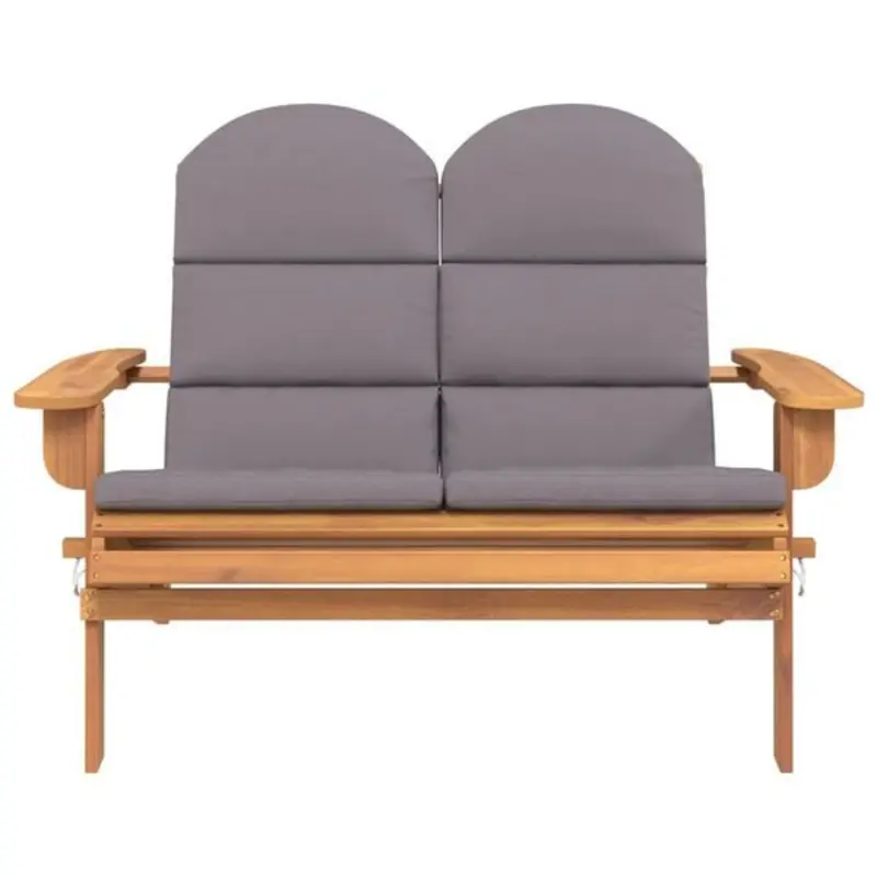 Banc de balcon Adirondack avec coussins en bois massif d'acacia -126 cm – Image 4