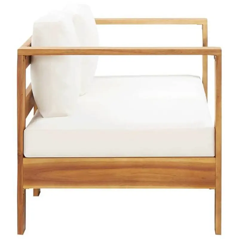 Canapé de balcon en acacia avec coussin blanc - 140 cm – Image 4