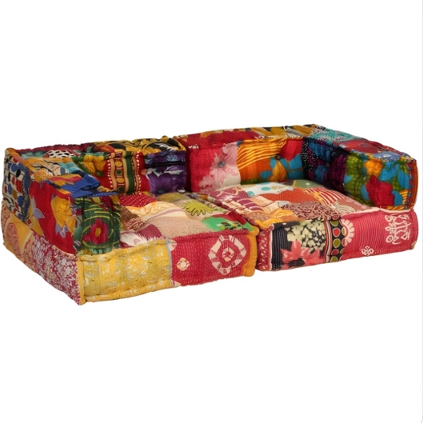 Pouf canapé bas modulable patchwork - 2 places - 140x70x40 cm – Image 3