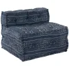 Pouf modulaire indigo en coton, assise épaisse et confortable avec dossier intégré, idéal pour un salon moderne ou un coin détente bohème