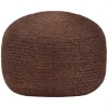 Pouf rond en jute naturelle marron , idéal pour une décoration extérieur bohème ou naturel