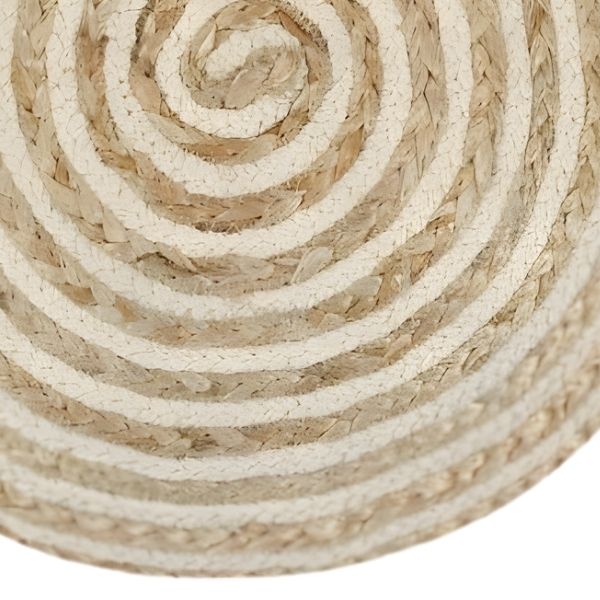 Alternative view of Pouf bohème Kira en jute naturel blanc -  Ø45 × H30 cm