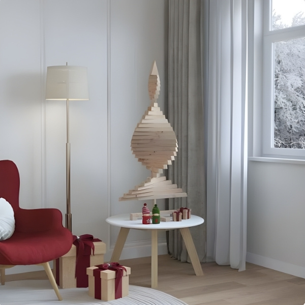 Sapin de Noël en bois naturel - 120 cm – Image 5
