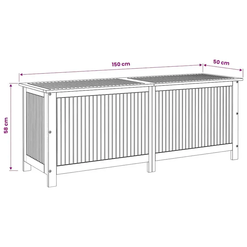 Banc de rangement de balcon étanche en bois d'acacia - 150x50x58 cm – Image 10