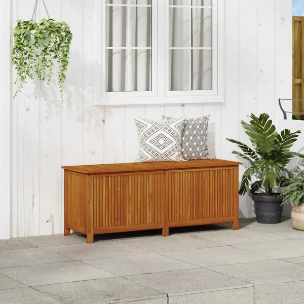 Alternative view of Banc de rangement de balcon étanche en bois d'acacia - 150x50x58 cm