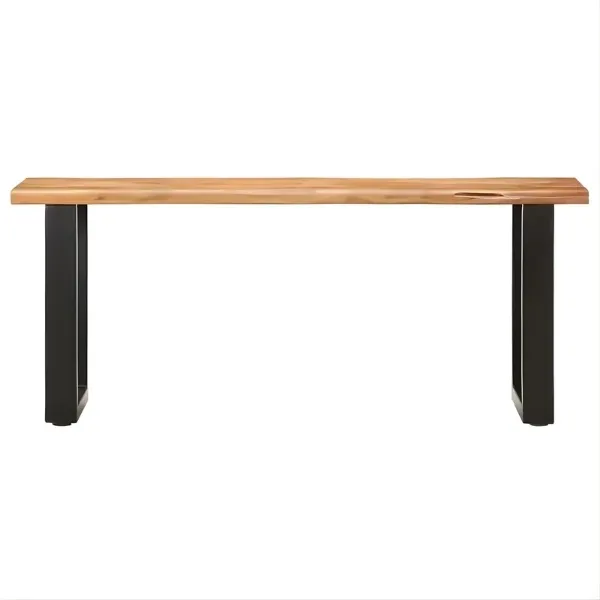 Alternative view of Banc en bois d'acacia avec pied en acier noir - 110 cm