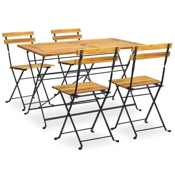 Ensemble table de balcon pliable et 4 chaises bistrot en acacia massif