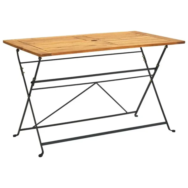 Alternative view of Ensemble table de balcon pliable + 4 chaises en acacia massif - 120x70x74 cm