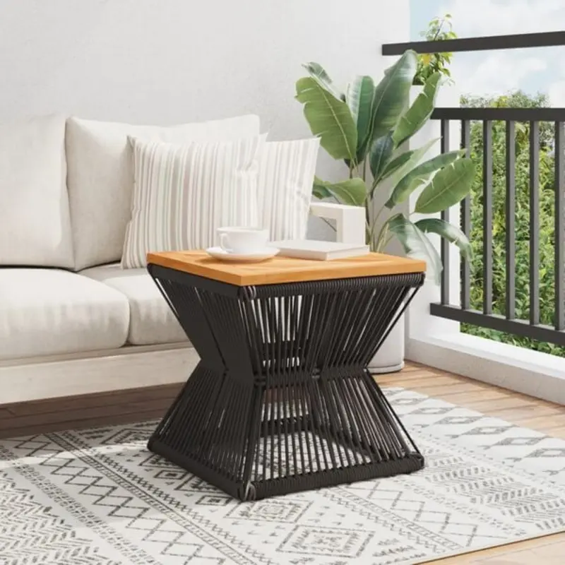 Alternative view of Table basse en bois d'acacia et fil de fer noir design sablier